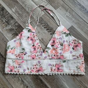 New Zara Floral Cotton Crop Top Size Medium
